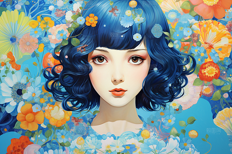 多巴胺女孩彩色缤纷插画