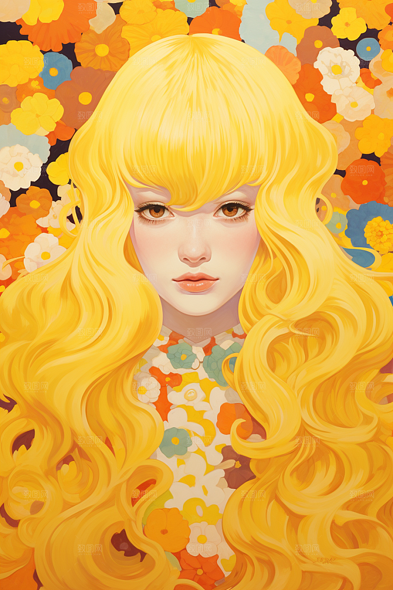 多巴胺女孩穿搭高清插画