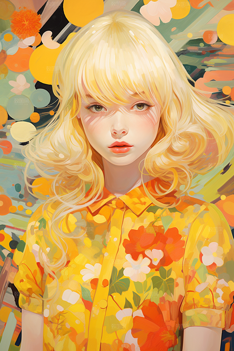 多巴胺女孩可爱少女插画