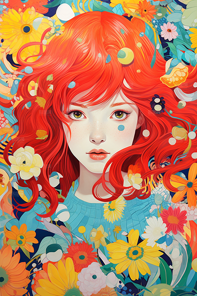 多巴胺女孩缤纷穿搭插画