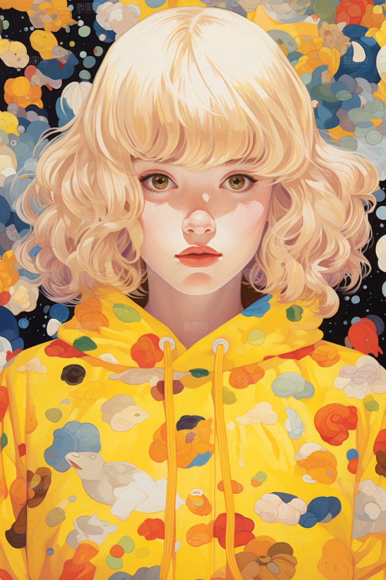 多巴胺女孩穿搭少女插画