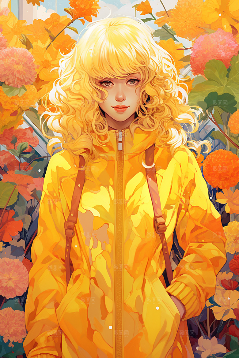 多巴胺女孩少女缤纷插画