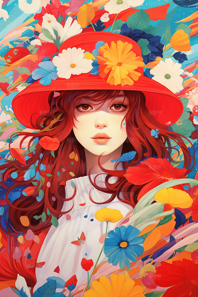 多巴胺女孩高清彩色插画
