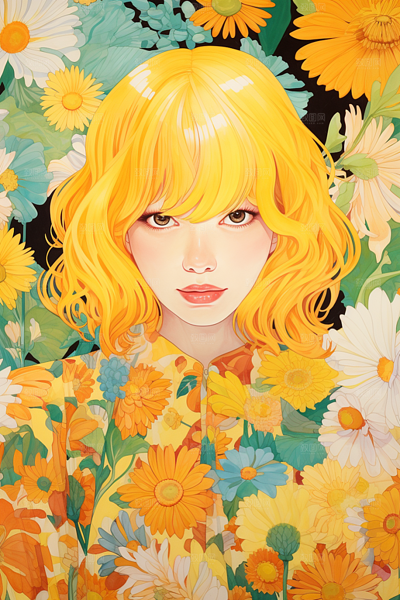 多巴胺女孩艺术感穿搭插画