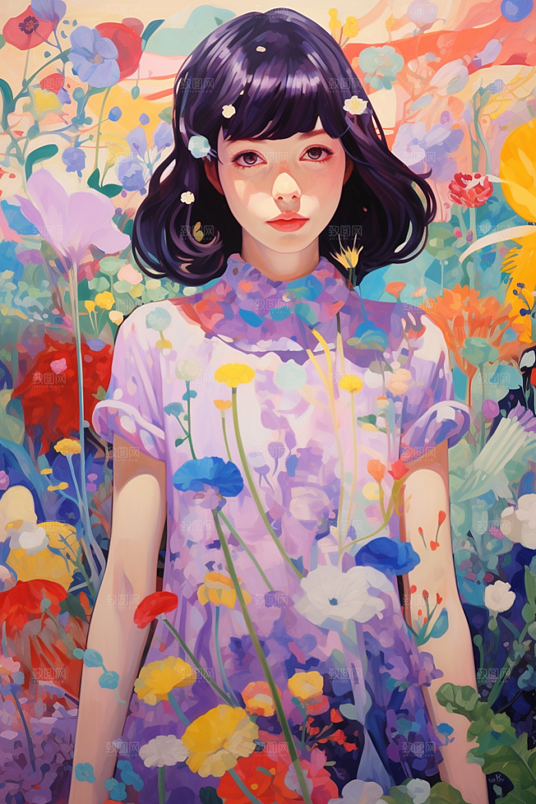 多巴胺女孩少女穿搭插画