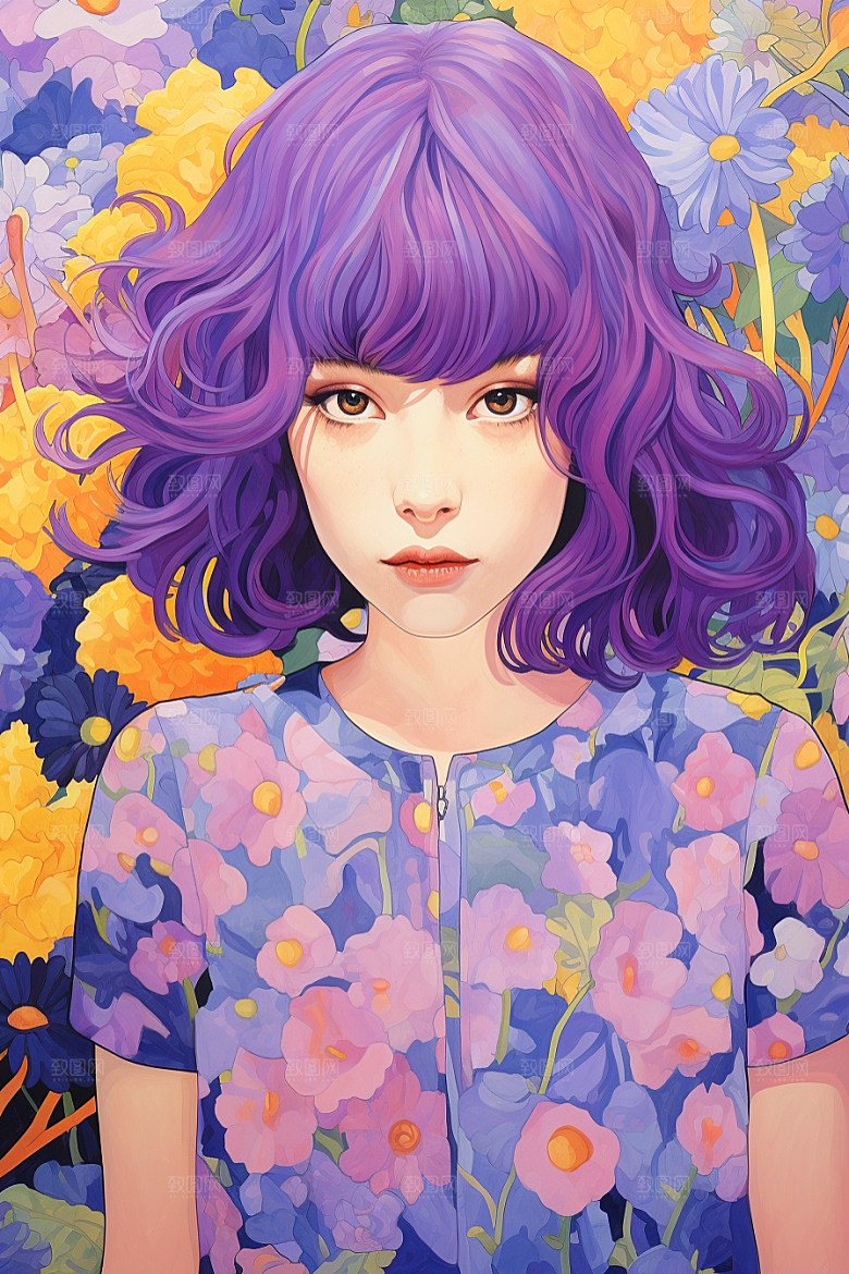 多巴胺女孩形象穿搭插画