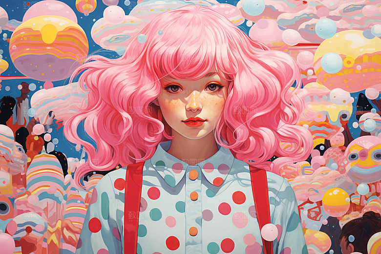 多巴胺女孩高清形象插画