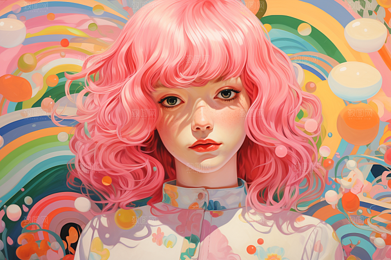 多巴胺女孩可爱少女插画