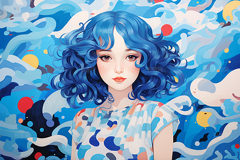 多巴胺女孩少女彩色插画