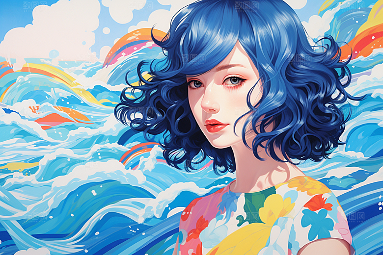 多巴胺女孩缤纷少女插画