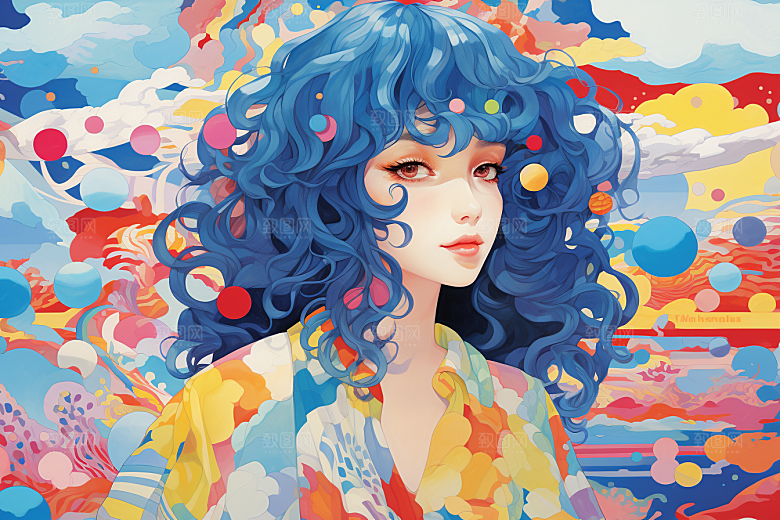 多巴胺女孩高清可爱插画