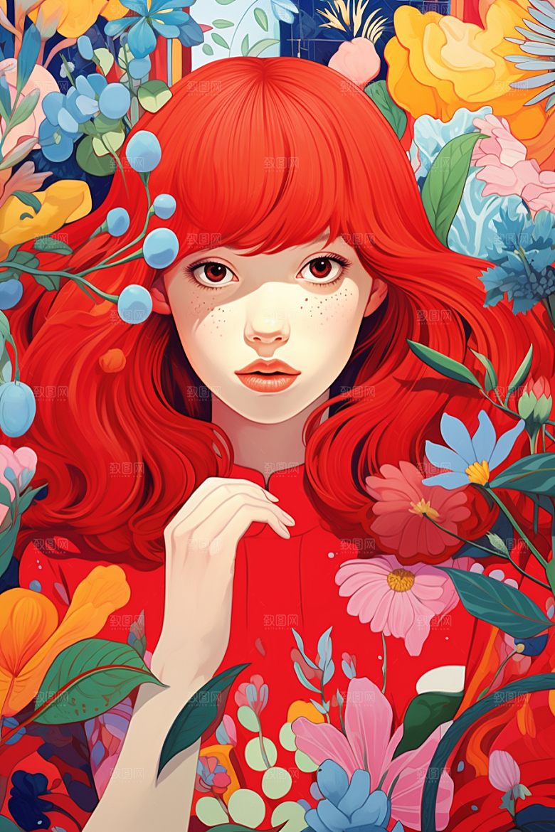 多巴胺女孩穿搭形象插画
