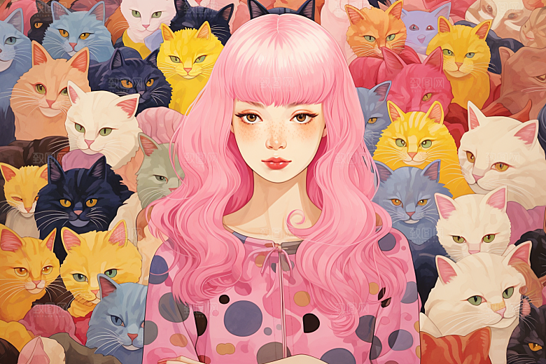 多巴胺女孩缤纷穿搭插画