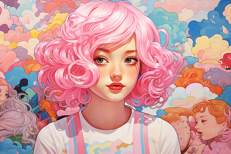 多巴胺女孩高清穿搭插画