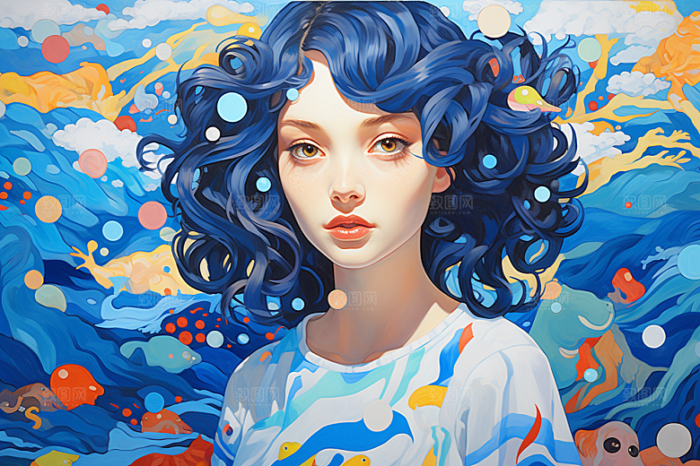 多巴胺女孩穿搭手绘插画