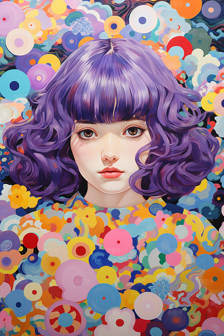 多巴胺女孩可爱高清插画