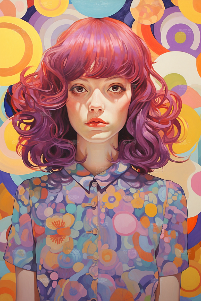 多巴胺女孩可爱少女插画