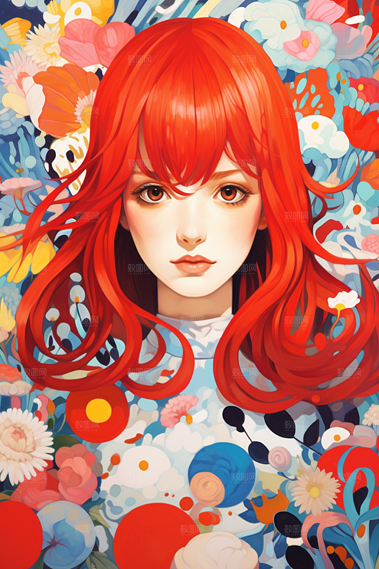 多巴胺女孩穿搭彩色插画