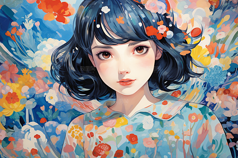 多巴胺女孩高清形象插画