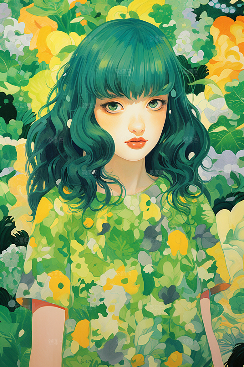 多巴胺女孩少女缤纷插画