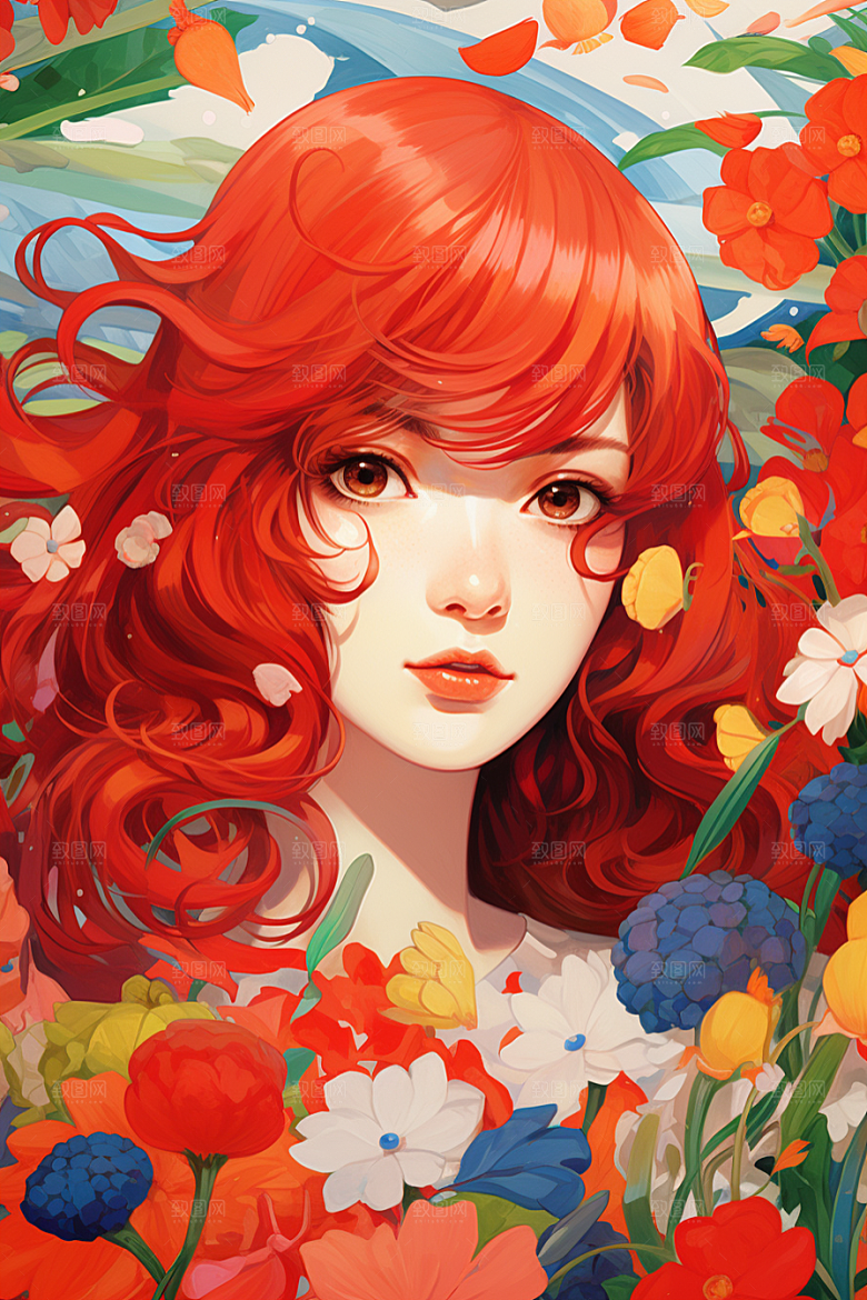 多巴胺女孩形象少女插画