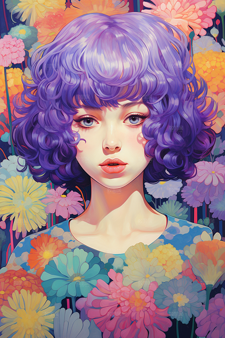 多巴胺女孩穿搭彩色插画