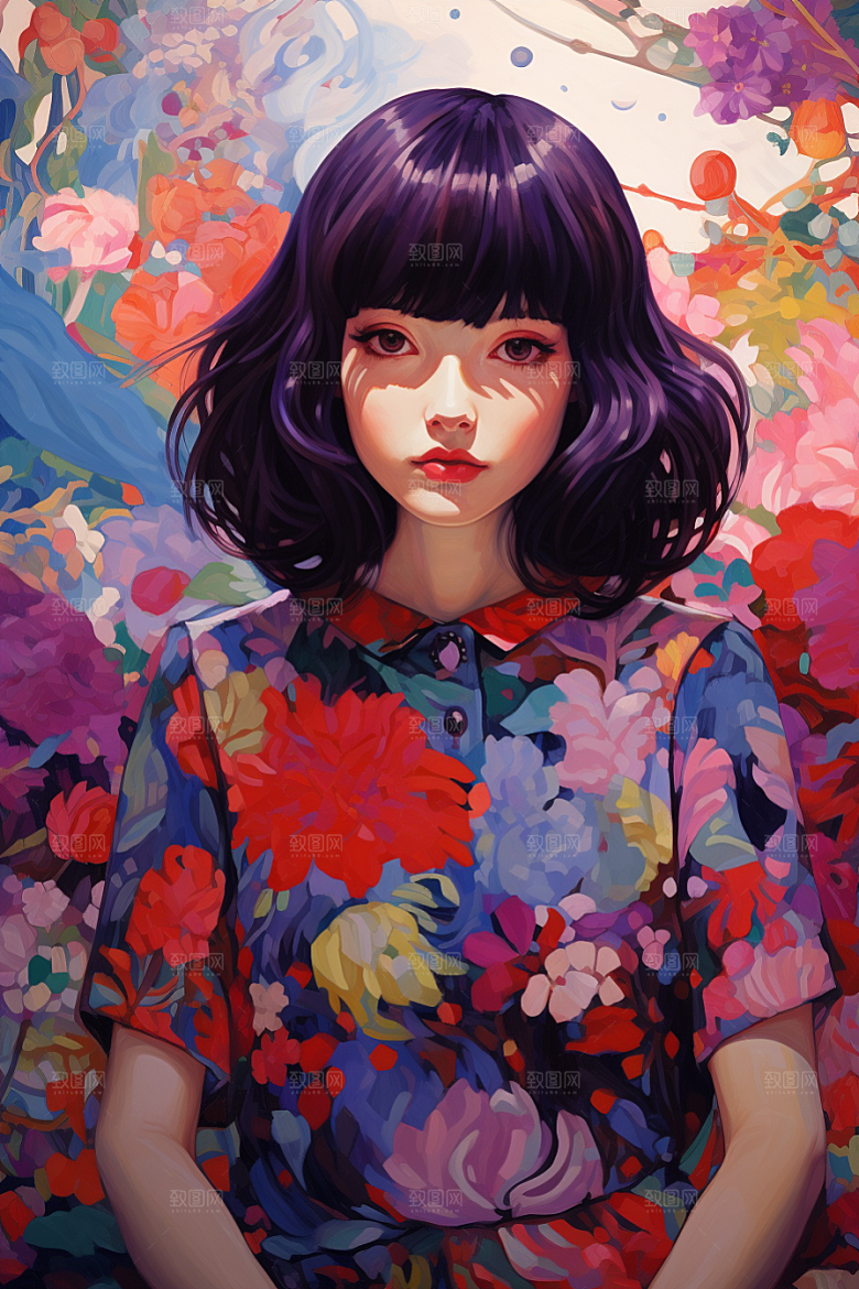 多巴胺女孩穿搭彩色插画