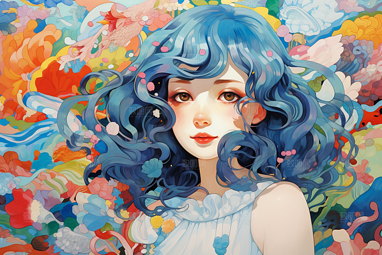多巴胺女孩手绘缤纷插画