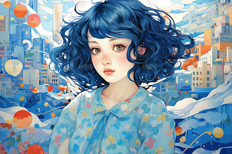 多巴胺女孩穿搭可爱插画