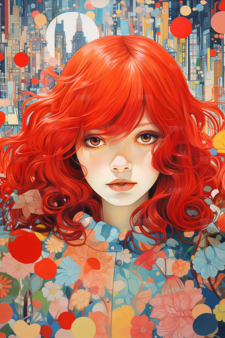多巴胺女孩可爱彩色插画