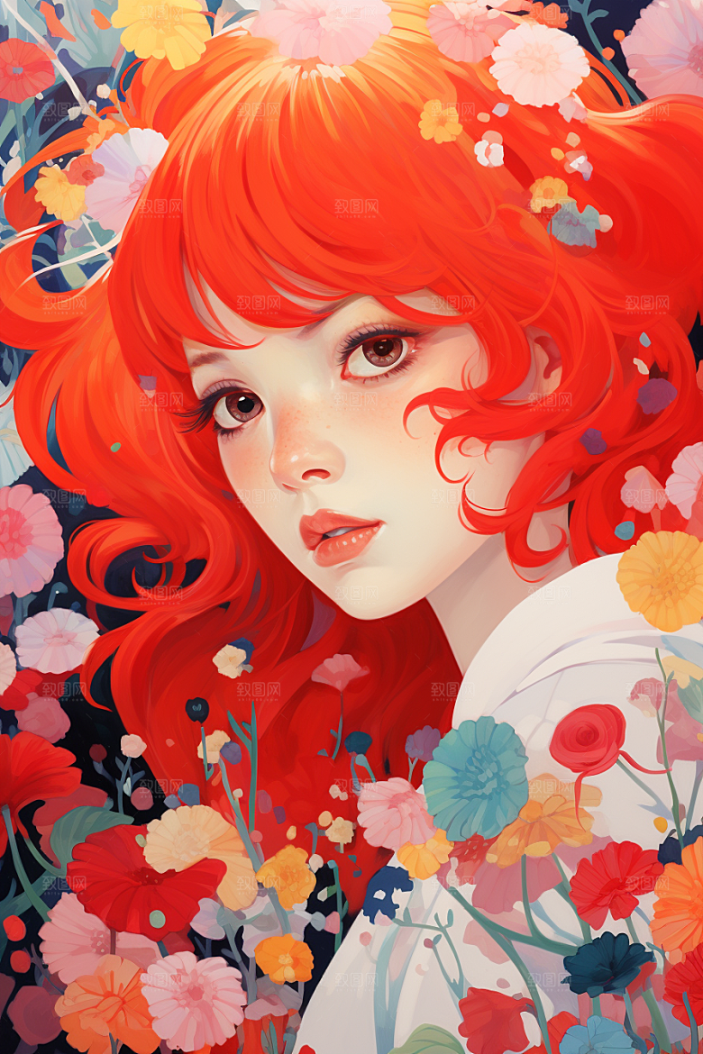 多巴胺女孩高清少女插画