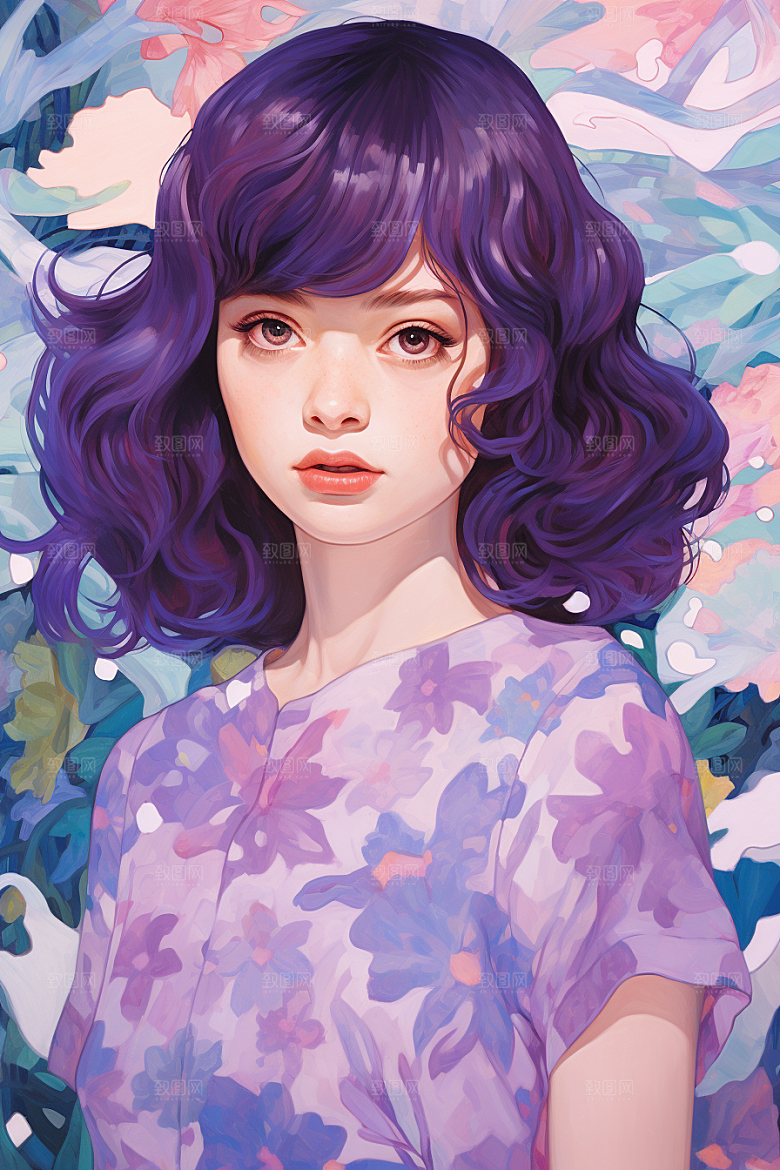 多巴胺女孩穿搭五彩斑斓插画