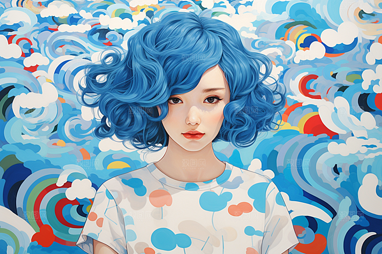 多巴胺女孩形象可爱插画