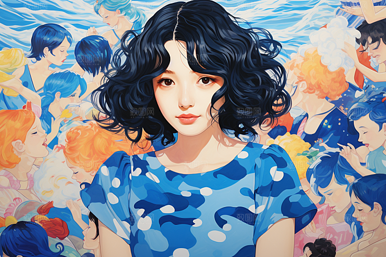 多巴胺女孩可爱穿搭插画