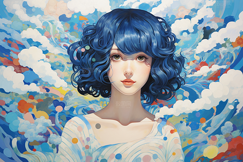 多巴胺女孩高清缤纷插画