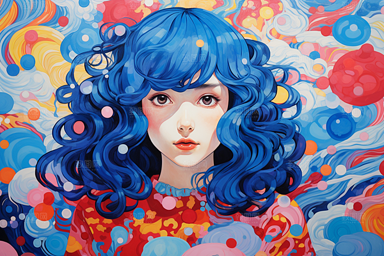 多巴胺女孩彩色艺术感插画