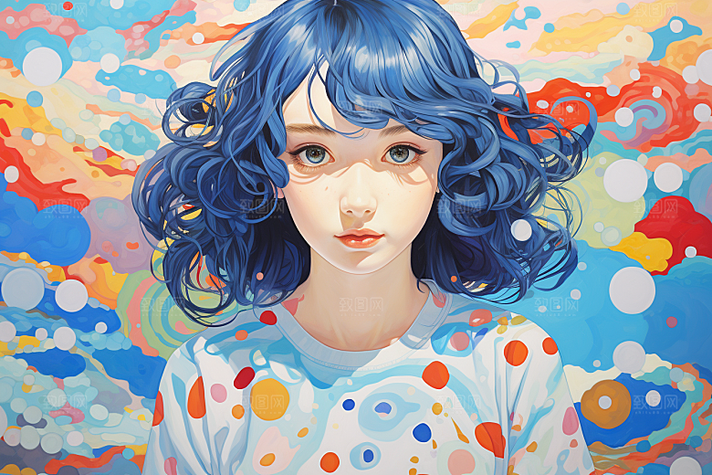 多巴胺女孩穿搭艺术感插画