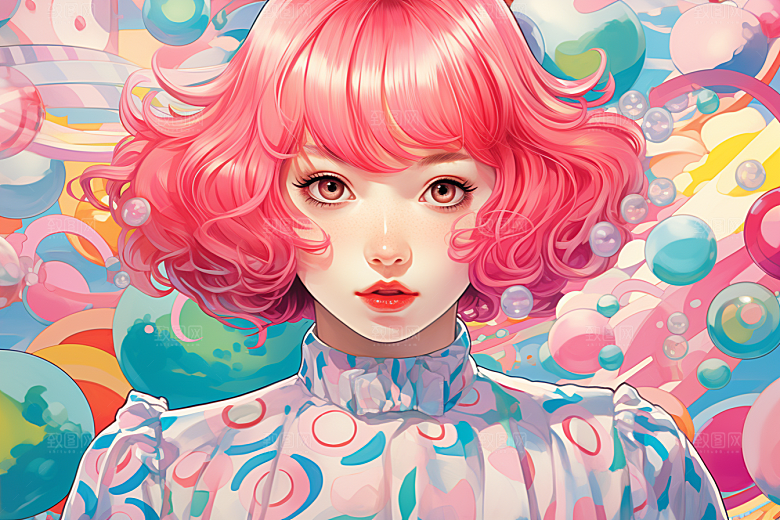 多巴胺女孩穿搭艺术感插画