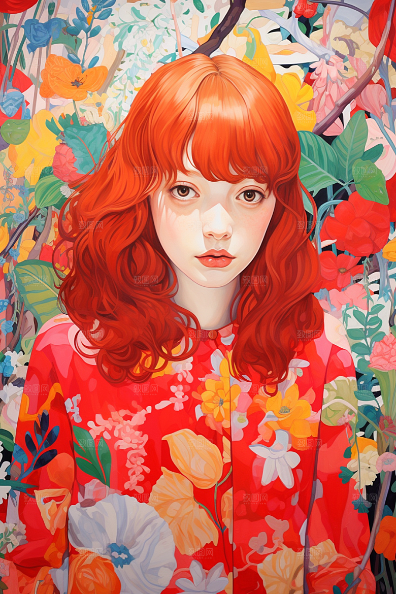 多巴胺女孩手绘穿搭插画