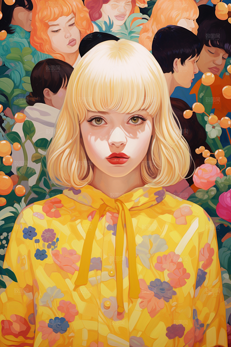 多巴胺女孩穿搭少女插画
