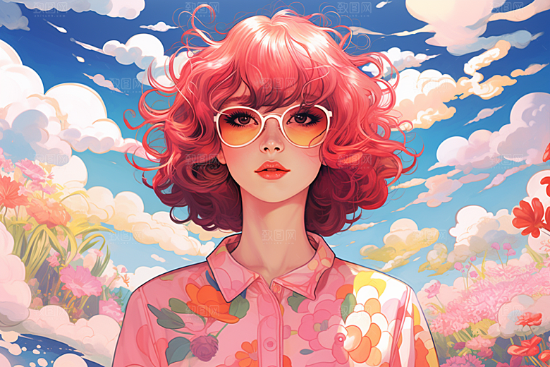 多巴胺女孩高清穿搭插画