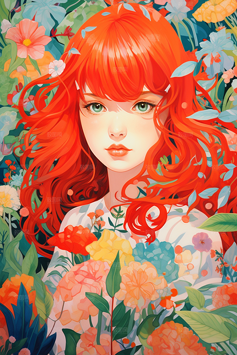 多巴胺女孩彩色艺术感插画