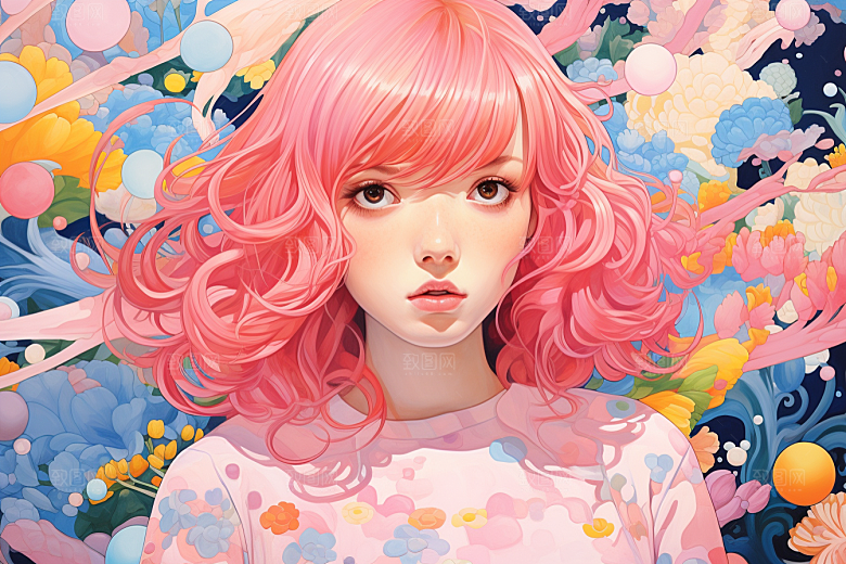 多巴胺女孩少女穿搭插画