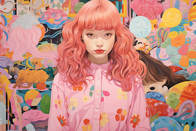 多巴胺女孩少女缤纷插画