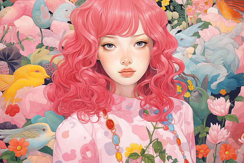 多巴胺女孩少女缤纷插画