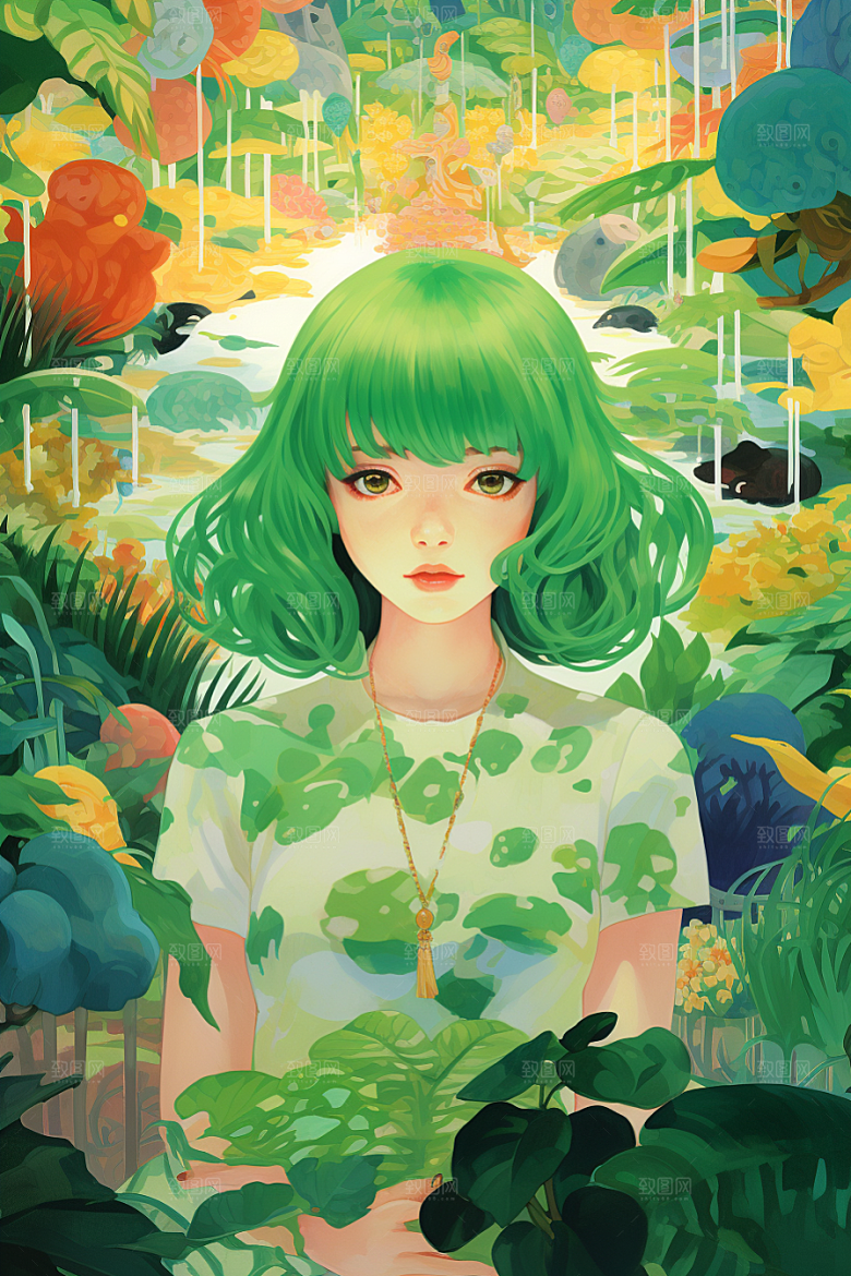 多巴胺女孩穿搭缤纷插画