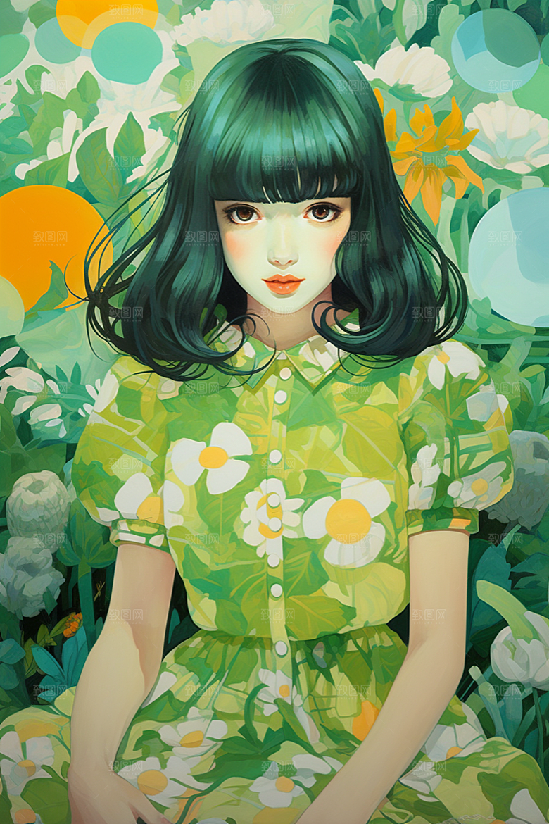 多巴胺女孩穿搭可爱插画