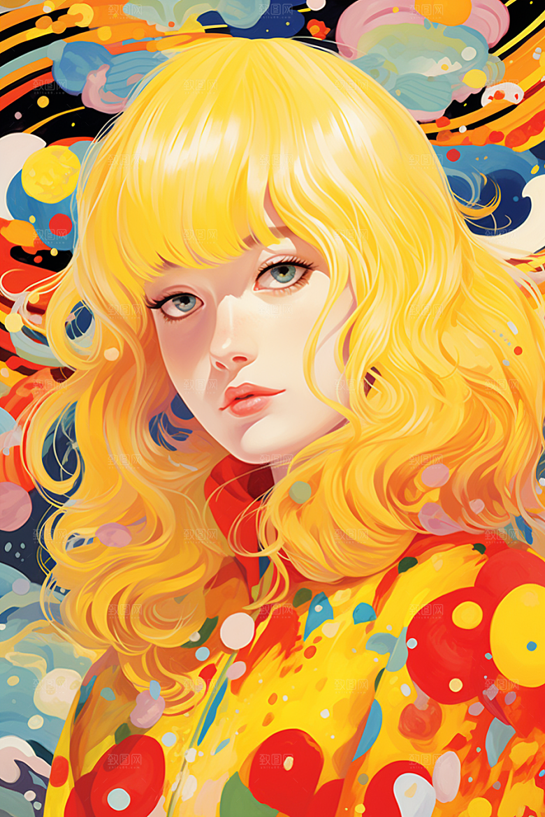 多巴胺女孩缤纷高清插画
