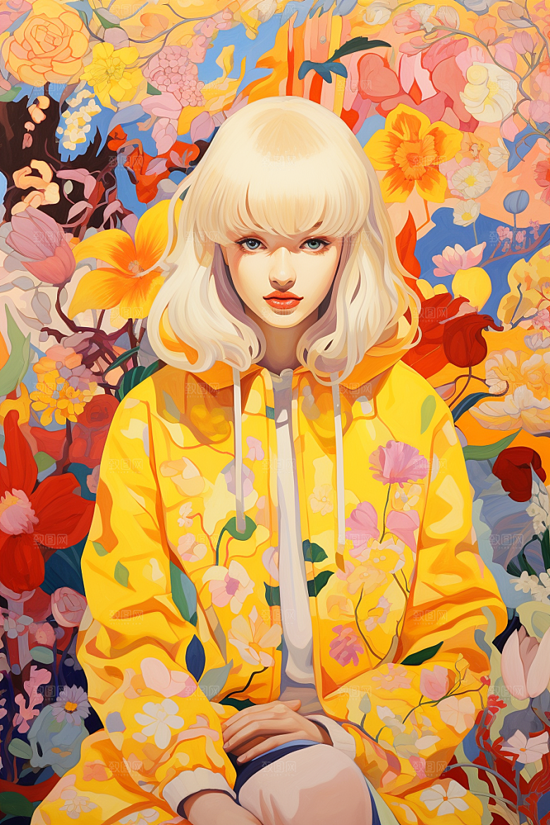 多巴胺女孩可爱缤纷插画