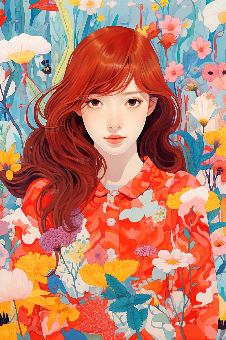 多巴胺女孩可爱形象插画